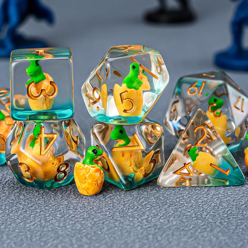 weyano DND Resin Dinosaur Dice Set, D&D Polyhedral Dice for Dungeons and Dragons RPG, MTG Role Playing Games D and D Dice 7pcs-Set D20 D12 D10 D8 D6 D4 - Image 5
